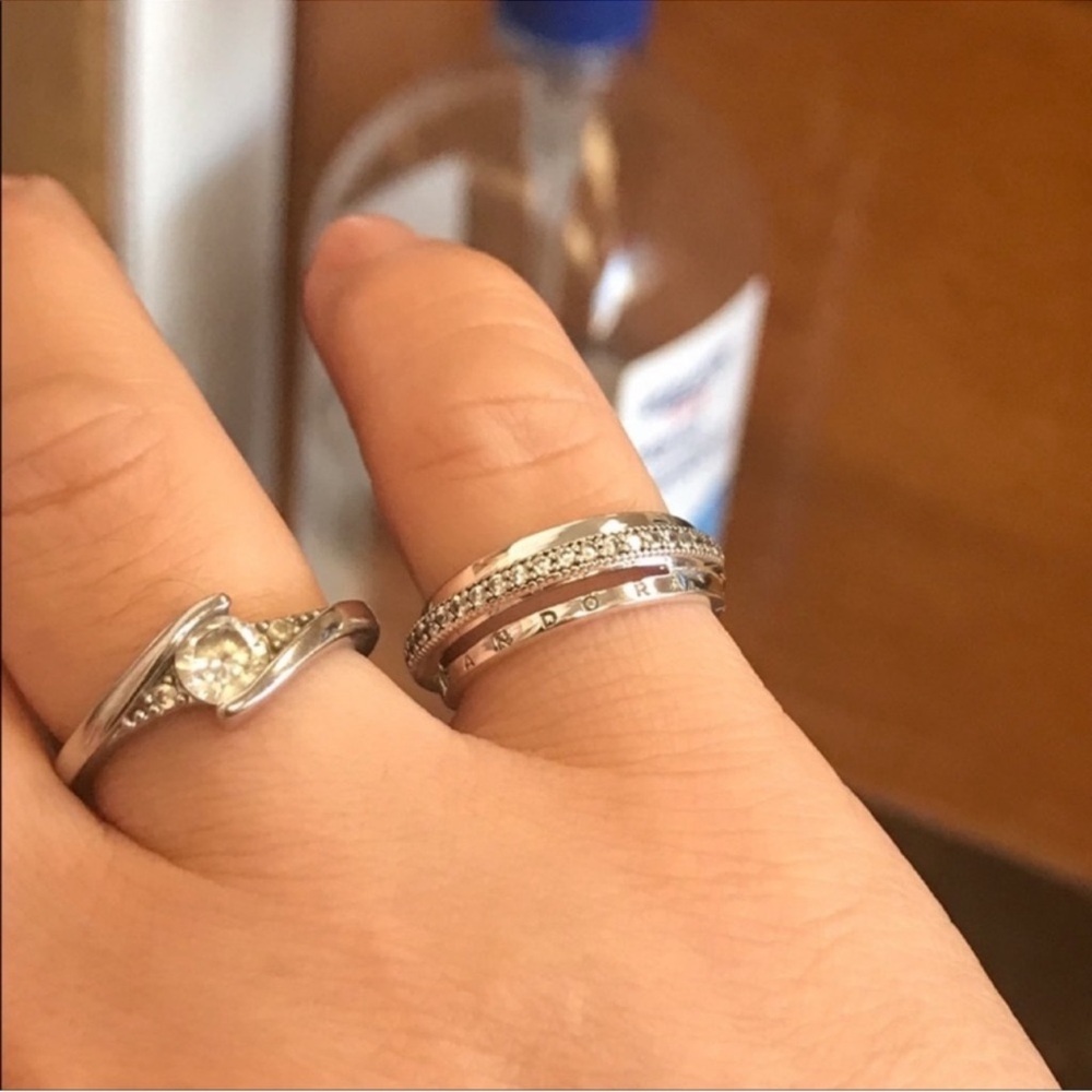 $95 New Pandora Triple Band Pave Ring Size 5 - Picture 10 of 14